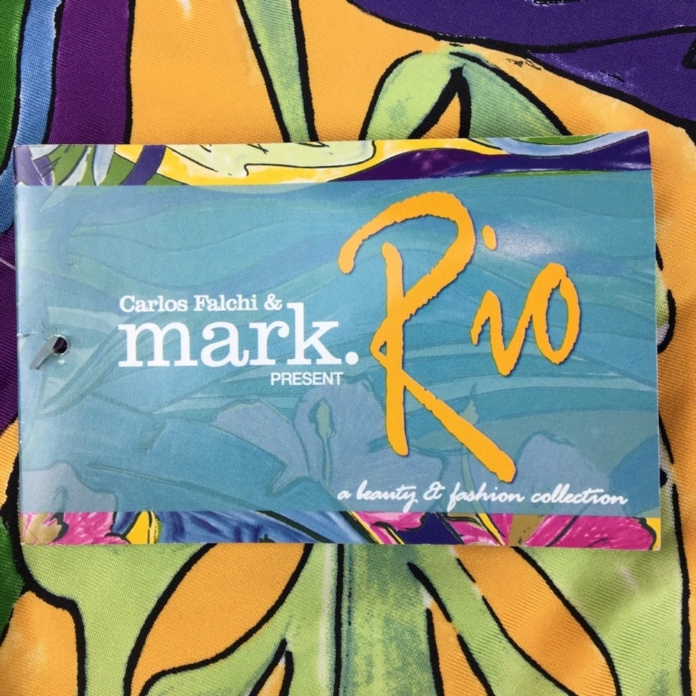 Carlos Falchi & Mark Rio Multi-Color Bikini Top with Gold “O” Ring - Picture 2 of 8